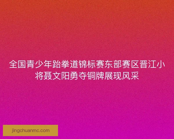 全国青少年跆拳道锦标赛东部赛区晋江小将聂文阳勇夺铜牌展现风采 全国青少年跆拳道锦标赛东部赛区晋江小将聂文阳勇夺铜牌展现风采