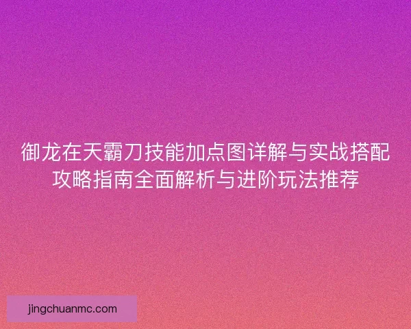 御龙在天霸刀技能加点图详解与实战搭配攻略指南全面解析与进阶玩法推荐